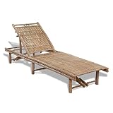 vidaXL Tumbona Ajustable de Jardín de Bambú Mueble Hamaca Lounger 3 Posiciones