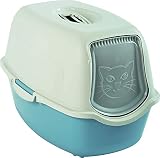 Rotho - Arenero Bailey Rothopro para gatos con base azul cielo y tapa blanca