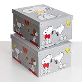 SET DE DOS Cajas de almacenamiento en cartón, tamaño grande, 2 unidades, modelo SNOOPY