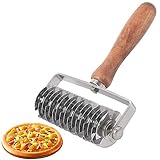 Rodillo de Celosía para Pizza, Cortador de Rodillo de Celosía para Pizza, Rodillo de Rejilla para Masa, Cuchillo de Rodillo de Masa, Cortador de Masa con Mango de Madera para Masa de Pizza, Hornear