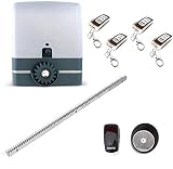 KIT completo profesional Motor puerta corredera VDS SIMPLY para puertas de hasta 600kg.+ cuadro de control con receptor + 2 mandos a distancia + fotocélula espejo + 4 mtrs de cremallera de acero