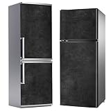 MEGADECOR Vinilo Adhesivo Decorativo para Nevera, Especial Libre De Burbujas, Hormigón Pulido Negro (200cm x 70cm)