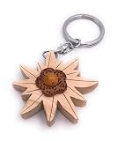 Onwomania Llavero de madera Edelweiss flor Baviera Oktoberfest Alpes planta colgante encanto