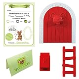 Myfuturshop Ratoncito Pérez Puerta mágica, Caja para el Diente, Escalera, 4 certificados de Diente Limpio. Regalo Original para niño y niña. ROJO