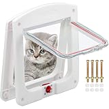 Puerta para Mascotas con Puerta Abatible y Cerradura de 4 Vías para Perro Perrito y Gatos, Gatitos - 20 x 22cm, Blanco