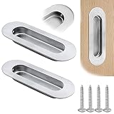2 tiradores de acero inoxidable para puertas correderas, plateados, redondos, con tornillo, para puertas correderas, cajones, puertas de habitaciones