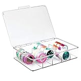 mDesign Organizador de manualidades – Fantástica caja de plástico con 5 compartimentos – Ideal para guardar goma eva, abalorios, cintas decorativas, etc. – Transparente