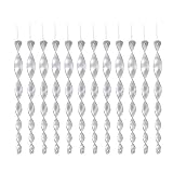FORMIZON Juego de 12 Espiral de Viento Plateado Reflectante, 30 cm Varillas Reflectantes Repelentes de Pájaros Espiral de Viento Plateado Reflectante para Control de Aves…