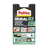 Pattex Nural 92 Pegamento reparador de plásticos, cola transparente para reparar y pegar plástico, cola rápida resistente a líquidos y a la temperatura, 2 x 11 ml