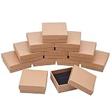 NBEADS Caja, 16 Piezas 7 Cm/2.7 Pulgadas Cuadrado Burlywood Cartón Bead Caja de Regalo para Joyería Pulsera Collar Manualidades Cumpleaños Navidad Festival Almacenamiento