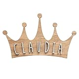 VINTIUN | Nombres Decorativos Personalizados | Placa en Forma de Corona Personalizable | Decoración en Madera | Decoración Infantil con Letras | Cartel con Adhesivo para Puerta y Pared