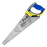 S&R Sierra de Mano para Madera Universal Gruesa, longitud 475 mm, 8 dientes/pulgada, bi-material, hoja de sierra 1,0 mm