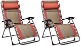 Amazon Basics - Set de 2 sillas acolchadas con gravedad cero - de color rojo