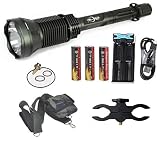 Kit Linterna profesional original Trustfire X6-1 Led SST-90, Rango 1000-2000 metros, especial caza, monterías, aguardos con accesorios, Garantía Trustfire original (Kit Nº3 (Kit completo de linterna)