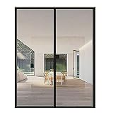 Cortina mosquitera Doble magnetica Puerta Exterior sin Tornillos, Cortina Ultrafina Fácil de Instalar Que Se Cierra AutomáTicamente para Puertas de Salón de Estar, 155x240cm Negro