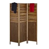 Relaxdays 0 Biombo 3 Paneles, 179x132cm, Separador de Ambientes, Plegable, Mampara, Madera Nogal, Divisor Espacios, Marrón, ingeniería, 1 Pieza