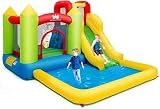 COSTWAY Castillo Hinchable con Piscina de Juego y Tobogán para Infantil Centro de Juego de 350x280x190cm Sin Soplador