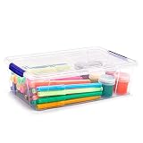 Acan Plastic Forte - Caja de almacenaje de plástico Transparente 2 litros, minicaja de ordenación apilable con Tapa 7,5 x 25,5 x 16,8 cm, Cierre a presión, Almacenamiento de Oficina, hogar