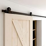 Herraje Puerta Corredera Kit 5FT 152CM Rieles Juego de Piezas de Metal Carril para Puerta Deslizante(T)