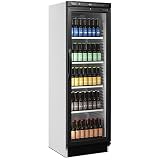 Tefcold CEV425 1 LED Frigorífico para Bebidas, Volumen Bruto 372 L, Nevera Expositora, Frigorífico con Puerta de Cristal, Rango de Temperatura 2 a 10 °C, Luz Interior LED dentro del Marco de Puerta