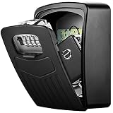 Caja Seguridad Llaves, BTNEEU Caja Combinacion Llave Grande, Caja Llaves Codigo Montaje en Pared, Key Lock Box 4 Dígitos Combinacion Almacenamiento Seguro para Casa Coche Garaje Escuela Gimnasio