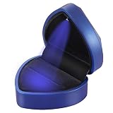 VOSAREA 1 unid Caja de Anillo con Forma de corazón iluminada con LED para la propuesta de Aniversario Regalos de la Caja del Anillo del día de San Valentín de la Boda (Azul)