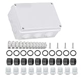 Caja Conexiones Estanca IP65 con Bloques de Terminals y Cable Glándulas Articulaciones, ABS Caja Eléctrica, Caja de Conexiones de Plástico ,Caja de derivación de superficie(150x11x70mm)