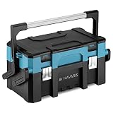 Navaris Caja de herramientas desplegable - Maletín cantilever organizador para taller tornillos herramienta - Caja vacía con compartimentos y asa
