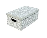Kanguru Lavatelli, Conjunto De 3 Cajas En Cartón, Gris/Blanco, 29x51x21 cm, Flores