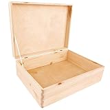 Creative DECO XL Grande Caja Madera Decorativa Almacenaje con Tapa | 40 x 30 x 14 cm (+/-1cm) | Cofre Decoración Decoupage | Documentos, Objetos, Juguetes, Herramientas | EN Bruto SIN LIJAR