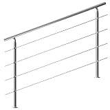 Monzana Pasamanos para escaleras de acero inoxidable 160cm barandilla interior exterior baranda