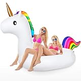 Jojoin Flotador de Piscina Unicornio, Colchoneta Hinchable Unicornio, Flotador Gigante Unicornio en Piscina Playa, Juguete Colchonetas de Verano para Adultos & niños (240 x 110 x150cm)