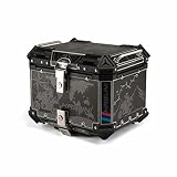 HGTRH Cofre Moto Aluminio, BaúL Moto Casco Integral Desenganche RáPido, Motocicleta Topcase 39 * 31 * 31cm - 36L Caja De Moto Topcase con Forro Interior Y Placa Base De LiberacióN RáPida