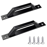 2 Piezas Tirador Puerta Negro, Granero Manija, Tiro Sólido Manija Puerta, Aleación de Aluminio, Con Tornillos, Se utiliza en Cocinas, Muebles, Gabinetes, Gabinetes, Garajes, Puertas de Jardín