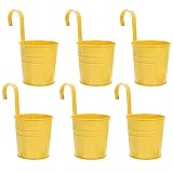 Happyyami 6 Piezas de Cesta de Flores de Hierro Forjado para Colgar en El Jardín Balcón Decoración Aire Libre Macetas de Hierro Forjado Ganchos Colgantes Soporte de Pared para Cesta de