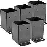 VEVOR Base para Postes Cuadrados 16,4 x 9,6 x 14 cm, Anclaje Poste con Diámetro Interno 8,9 x 8,9 cm, Soporte para Postes de Madera Cuadrada, Anclajes Madera, Poste Galvanizado, 5 Piezas Color Negro
