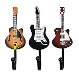 KUNGYO Juego de 3 Ganchos Decorativos Guitarra Forma Vintage Perchero de Pared para Colgar Sombrero,Abrigos,Teclas,Bolsa,silenciador (B-Guitar Hooks)