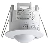SEBSON Detector de Movimiento para Interiores, Montaje Empotrado en Techo, LED Adecuado, programable, HF Sensor, Alcance 2-16m / 360°, Luces 1200W / 300W