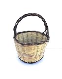 Cesta para la compra de balcón (mediano, normal, grande) de caña con mango trenzado a mano (mediano, diámetro 22 cm)