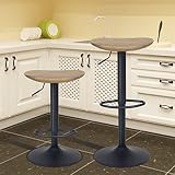 YOUTASTE 2 X taburetes de Bar Taburetes de Madera Maciza con Asiento de Silla de Montar para Islas de Cocina Regulable sillas Altas de Cocina Vintage Silla de Bar taburetes Altos de Cocina Negro
