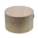 D DOLITY Caja de Madera de Almacenamiento Magnética en Forma de Redondo Llano para Tinción,Barnizado y Decoración,Pirograbado