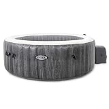 Intex - 28439E Greywood Deluxe - Spa inflable, portátil, de exterior, para 4 personas, bañera de hidromasaje, con luz LED multicolor, reposacabezas de espuma y 140 chorros de burbujas, color gris