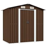 vidaXL Cobertizo de Almacenaje para Jardín Antracita Caseta Casetilla de Almacenamiento para Patio Exterior Cabaña de Acero Marrón