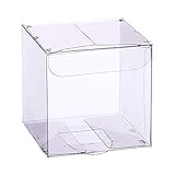 BENECREAT 30 Pack Caja Plegable Cajita Plástica Envase Transparente de Regalo Contenedor de Dulce Chocolate para Boda Fiesta Cumpleaños 7x7x7cm