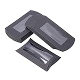 BENECREAT 30PCS Cajas de Papel Kraft Negro en Forma de Almohada 10.5x7.4x4.2cm con Ventana Transparente Caja de Embalaje de Dulces, Caja de Regalo, Cumpleaños