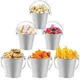 6 Pcs Mini Cubos de Metal Balde, Mini Cubos Metal Cajas, Pequeños Cubos de Metal, Mini Cubo de Metal Caja de Dulces con Asas, Cubos de Metal de Lata para Dulces y Recuerdos