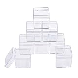 BENECREAT 18 Pack Caja de Contenedores de Plástico Caja Cuadrados de Alta Transparencia para Artículos de Belleza, Cuentas Pequeñas, Hallazgos de Joyería y Otros Artículos Pequeños - 4x4x4cm