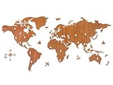 CONTRAXT Mapa Mundi Pared Grande - Cuadro mapamundi Gigante Madera Decoracion Pared Paneles Decorativos 3D Murales Vintage habitacion Salon Modernos (Cerezo, XL)