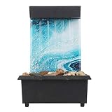 Corlidea - Fuente de interior, humidificador de aire, relajante, fuente Feng Shui, fuente de meditación con iluminación LED para decoración de interiores en casa, oficina y spa