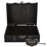 Cajas de madera para joyas, cofre del tesoro, cofre del tesoro vintage, caja manual para anillos, con cerradura de metal, para guardar joyas, cosméticos, anillos(6273-01GK01-do gris viejo)